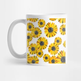 Watercolor Sunflowers Pattern - Yellow Background Mug